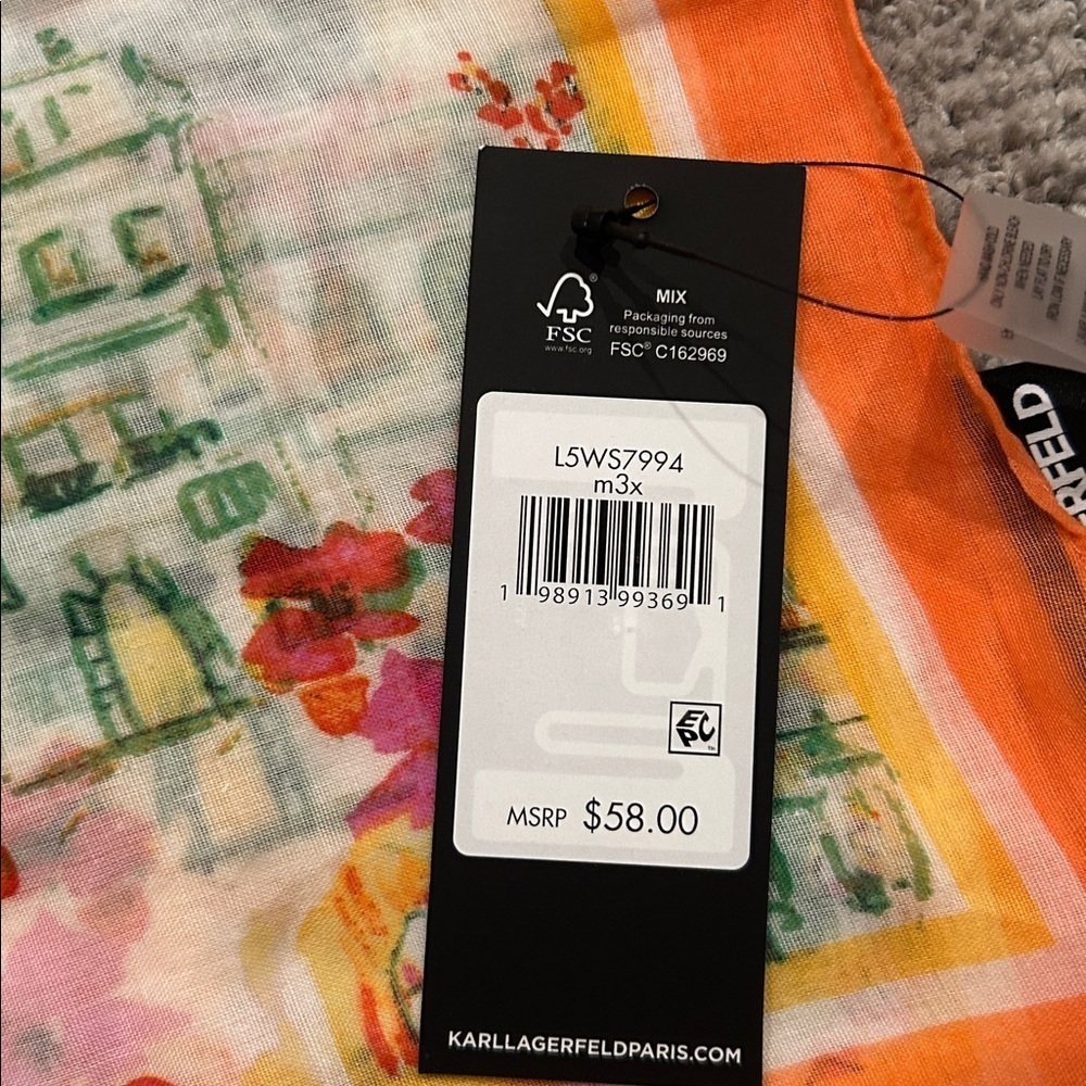Karl Lagerfeld Multicolor Paris Shawl 6’x3’ - Picture 4 of 5